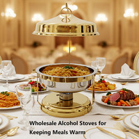 Plat à chafing de luxe en verre et métal doré en forme d'œuf, 3L, alimenté à l'alcool, pour buffet d'hôtel, banquet et traiteur
