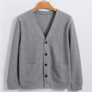 Cardigan pour homme, col en V, tricot en coton, vêtement d'extérieur, ample, décontracté, résistant aux plis, de haute qualité, pull en coton pour homme, cardigan en tricot - Product Image 3