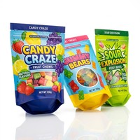 Sacs en Mylar imprimés sur mesure de qualité alimentaire avec impression numérique, anti-odeur, à fond plat, pour l'emballage de bonbons, de collations et de biscuits avec fermeture éclair