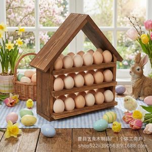 ชั้นวางไข่ไม้ 3 ชั้น แบบบ้าน สำหรับเก็บรักษาความสดใหม่บนเคาน์เตอร์ครัว - Product Image 4