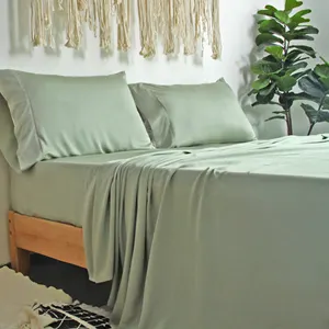 100% folhas de bambu orgânico conjunto de cama, conjunto de capa de edredon de bambu macio para casa