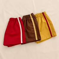 Shorts en lin personnalisés brodés pour bébés garçons, à rayures latérales, décontractés, style rétro, amples, à enfiler, taille élastique, pour l'été, pour la plage
