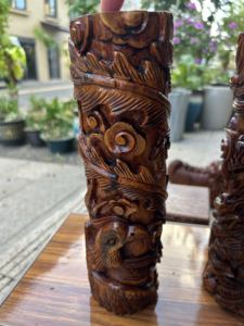 Дракон и Феникс благословение резьба по дереву колонна элегантный бамбуковый и деревянный продукт рукоделия - Product Image 4