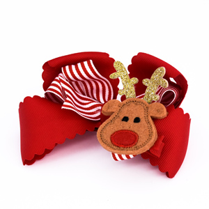 2020 Navidad alce 2 en 1 Niños Accesorios para el pelo de tejer grogrén (ligamento tafetán cinta de pelo clips - Product Image 4