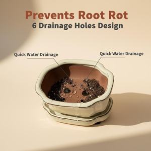 Maceta de Bonsái de Cerámica Yixing al por Mayor, Pequeña, Multiestilo, de Porcelana con Esmalte Azul, Duradera, Ecológica, para Jardín y Hogar - Product Image 5