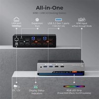 TESmart 4K 60Hz pour commutateur KVM HDMI Contrôleur EDID Station d'accueil portable à triple écran pour 2 PC et 3 moniteurs Bureau à domicile