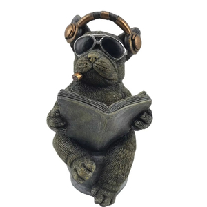 Nouveau dessin animé Bull Terrier Statue résine oeuvre pièce décorative pour la décoration extérieure de jardin à la maison - Product Image 1