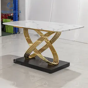 luxury gold marble dining table set china furniture manufacturing modern stainless steel dining table design