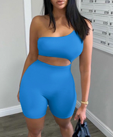 Survêtement de sport une pièce asymétrique à épaule dénudée, vêtement de Yoga à séchage rapide, Sexy, de couleur unie, une pièce, été, 2020