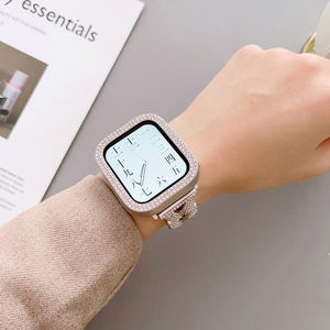 สร้อยข้อมือโลหะเพชรส่องแสงพร้อมฝาครอบป้องกันสําหรับ <span class=keywords><strong>Apple</strong></span> <span class=keywords><strong>Watch</strong></span> 9 8 <span class=keywords><strong>7</strong></span> 6 5 4 SE ผู้หญิงสายรัดผู้ชาย - Product Image 5