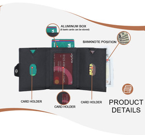 New Arrival kim loại nhôm tự động Pop Up RFID chặn mỏng tối giản thông minh ví cho nam giới - Product Image 6