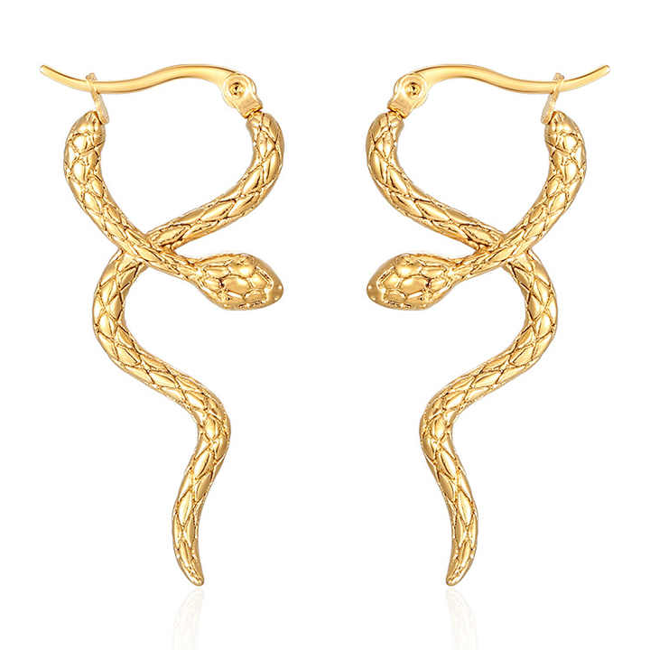 thumbnail image 2 of Snake Hoop Earrings Gold, Snake Hoop Earrings Colourful, Green Snake Earrings, Unique Snake Earrings, Serpent Earrings Gold, Snake Jewelry - New Zealand 2 of 10