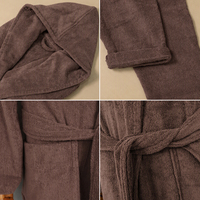 Robe en tissu éponge de coton à col châle marron pour spa et maison, vêtements de détente à manches longues pour femmes, directement de l'usine