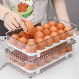 <strong>Plastic</strong> Kitchen Pantry Cabinet, Refrigerator or Freezer Food <strong>Storage</strong> <strong>Bins</strong> with Handles Food Organizer Egg Placement - Product Image 1