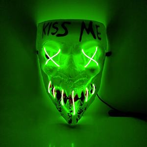 BAIGE LED Purge <span class=keywords><strong>Horreur</strong></span> Masque Halloween Adulte En Plastique Néon Embrassez-moi Fête Lumineux Visage <span class=keywords><strong>Thriller</strong></span> Trick Projet Prop - Product Image 4