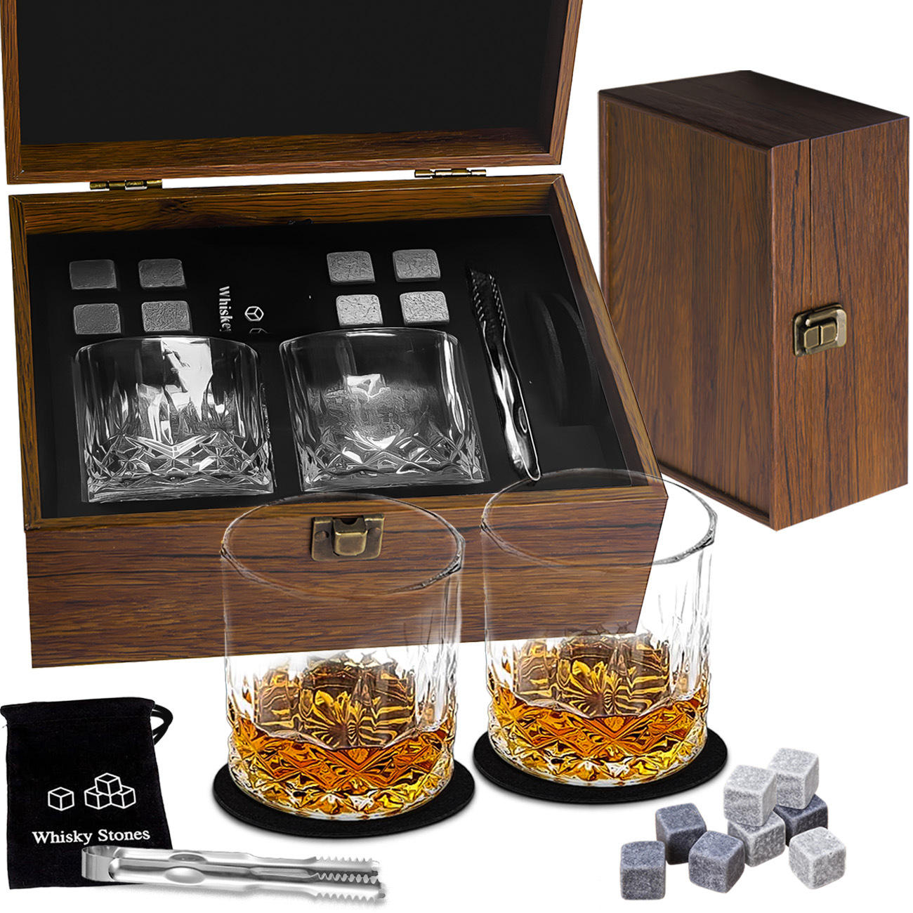 Boîte en séquoia 2 tasses costume 8 pierres (tampon en feutre tasse citron)