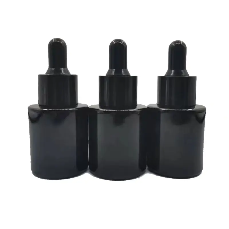 30ml flat shoulder cylinder glass dropper bottle glass flat shoulder bottles with pump 30ml flat shoulder glass bottle black