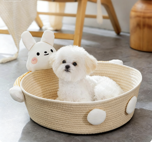 <span class=keywords><strong>Lit</strong></span> pour animaux <span class=keywords><strong>de</strong></span> compagnie en coton à thème ours, mignon et confortable, pour chiens et chats <span class=keywords><strong>de</strong></span> petite et moyenne taille, design rond respirant et rafraîchissant pour toutes les saisons - Product Image 1