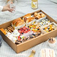 Boîte de papier kraft rigide en Offre Spéciale personnalisée en gros d'usine pour l'emballage alimentaire de pique-nique avec votre propre logo