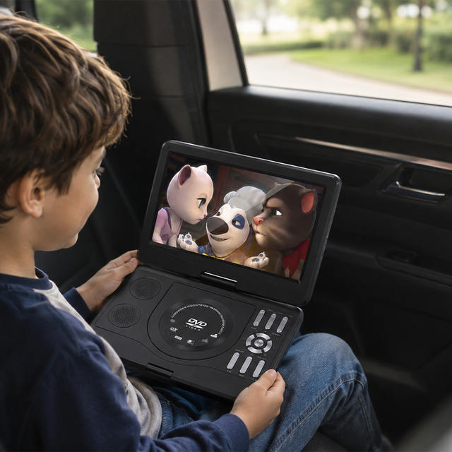 Portable HD DVD Player for Kids with Remote Control and Game Controller EVD VCD CD Player Supports 270-Degree Screen Rotation