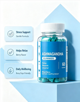 Gummies d'extrait de racine d'Ashwagandha OEM ODM, saveur baies mélangées, 60 gummies, pour apaiser l'humeur et soulager le stress, complément alimentaire personnalisé sous marque privée
