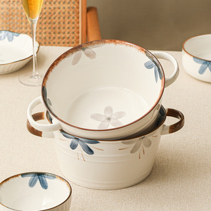 Assiette en céramique bleue d'encre bol ménage en gros 2024 nouveau bol à soupe binaural <span class=keywords><strong>japonais</strong></span> ensemble de vaisselle - Product Image 3