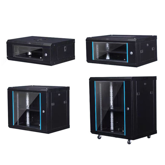 Thickening4U 6U 9U 12U Wall-Mounted Network Cabinet Rack Glass Door SPCC Cold Rolled Steel Black/White Powder Coated Office Data