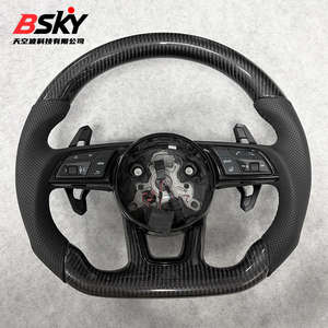 Volant de direction en cuir et fibre de carbone de haute qualité pour <span class=keywords><strong>Audi</strong></span> A3 A5 A6 A6L A4 A4L C8 Q5 Q7 TT RS3 RS4 RS5 S4 S5 B8 B9 - Product Image 1