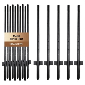 Paquete de 10 <span class=keywords><strong>Postes</strong></span> Metálicos Resistentes en Forma de U de 7 Pies <span class=keywords><strong>para</strong></span> Cercas de Alambre, <span class=keywords><strong>para</strong></span> Jardín, Césped y Granja - Product Image 1