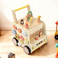 Chariot musical en bois pour bébé, trotteur d'activités 3-en-1 pas cher pour l'apprentissage de la marche