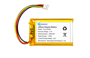 Batterie au lithium polymère rechargeable personnalisée 103450 3,7 V 2000 mAh avec connecteur pour l'électronique grand public - Product Image 1