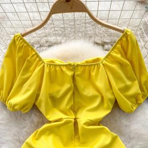 Nuovo Abito Casual da Donna alla Moda con Maniche Corte a Sbuffo in Damasco e Dettagli Arricciati - Product Image 6