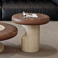 Table en bois massif pour salon, table en bois minimaliste, table basse moderne en placage, table à thé ronde, ensembles de tables basses pour la maison