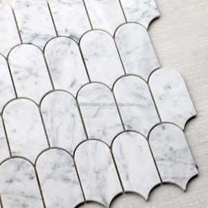 Cararar lông trắng hình dạng gạch khảm đá cẩm thạch nhà bếp <span class=keywords><strong>backsplash</strong></span> gạch ốp tường phòng tắm bộ lông trắng gạch khảm đá - Product Image 3