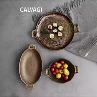 Assiette Vintage, Bol Japonais en Céramique Brut, Vaisselle Rétro de Luxe Léger à Motif Uni, Céramique Haut de Gamme pour la Maison et l'Hôtellerie