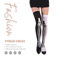 Chaussettes au-dessus du genou pour femmes, motifs variés, respirantes, douces, extensibles, élastiques, pour festivals, bon prix