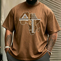 Camiseta de Algodón con Estampado Africano para Hombre, Manga Corta, Cuello Redondo, Diseño Kente, Uso Diario Informal