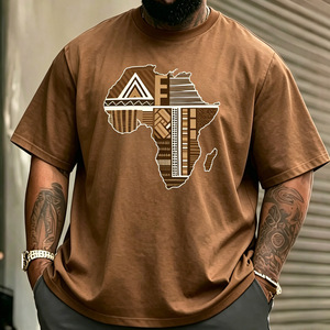 Camiseta de Algodón con Estampado Africano para Hombre, Manga Corta, Cuello Redondo, Diseño Kente, Uso Diario Informal - Product Image 4