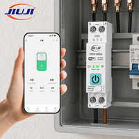 JIUJI 230V 63A 1P Protection contre les surtensions/sous-tensions et les surintensités en cuivre, interrupteur WiFi sur rail DIN avec mesure MCB