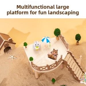 Juego <span class=keywords><strong>de</strong></span> Accesorios Ecológicos <span class=keywords><strong>de</strong></span> Madera Sólida <span class=keywords><strong>para</strong></span> Animales Pequeños, Rectangular, <span class=keywords><strong>para</strong></span> Hámster, Juguete Tipo Mansión <span class=keywords><strong>para</strong></span> Hámster Dorado con Artículos Decorativos Completos - Product Image 4