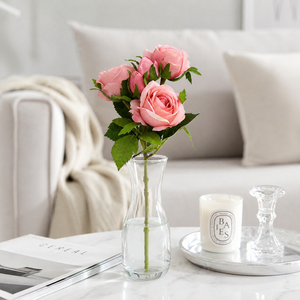 Grandi Rose Artificiali in Seta LUYI, 3 Teste, Steli di Rose Rosa Realistiche al Tatto, per Decorazioni Casa, Matrimoni e Feste - Product Image 1