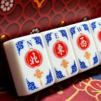 Jeu de Mahjong américain motif grue saphir, tuiles en acrylique à surface lisse pour jeu de table familial en intérieur