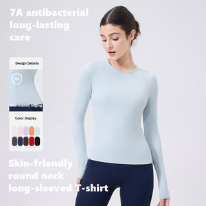 <span class=keywords><strong>Ropa</strong></span> ajustada de manga larga para gimnasio, <span class=keywords><strong>ropa</strong></span> de actividad física, ajustada, deportiva, para correr, cómoda, para entrenamiento, para mujer, Top envolvente de Yoga - Product Image 2