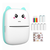 Printer Termal Portabel Mini 58mm 203dpi Bentuk Beruang Lucu Mini Printer Foto Plastik Nirkabel Portabel USB Android/iOS