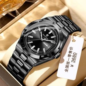 Montres à quartz de luxe décontractées à la mode en or, vente chaude, boîtier en alliage, bracelet en acier inoxydable, double calendrier, semaine, affaires, 40 mm, verre - Product Image 6