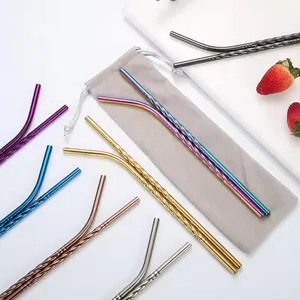 Reusable Metal Straws Straight And Bend Twist Straw Bar Stainless Steel Drinking Straw