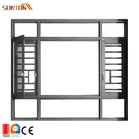 Fenêtres à battants résistantes aux ouragans personnalisées, design en aluminium noir, double vitrage trempé, ouverture vers l'intérieur, fenêtre à battants pour la maison
