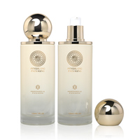 Ensemble de flacons de luxe pour cosmétiques et soins de la peau, flacon de toner en verre avec bouchon doré, pot de crème hydratante, flacon de lotion en verre personnalisé