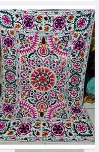 Embroidered Suzani <b>Throw</b> Pillow Bohemian Style Pink <b>Red</b> Floral Pattern Home Decor All Season Use - Product Image 2