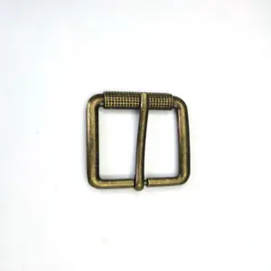 40mm inner antique brass metal man fancy reversible pin belt buckle factory metal gold